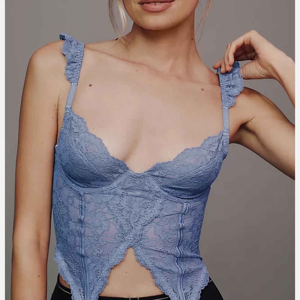 Anthropologie Blue Lace Bralette. IOS